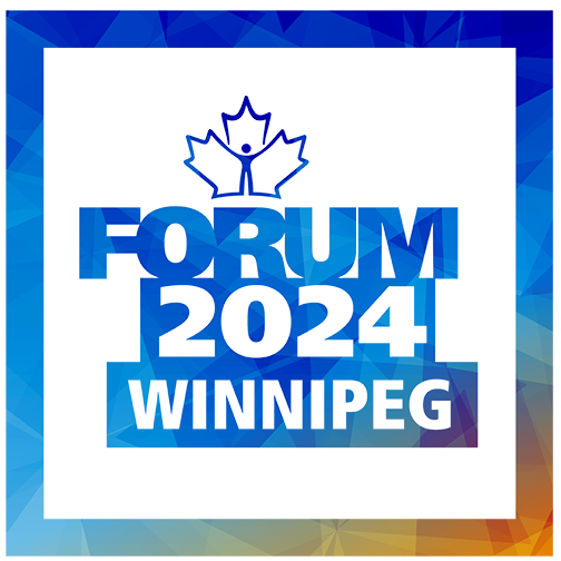 Blue and white logo for the 2024 Canadian Institute for Military and Veteran Health Research Forum which was held in Winnipeg, Manitoba.